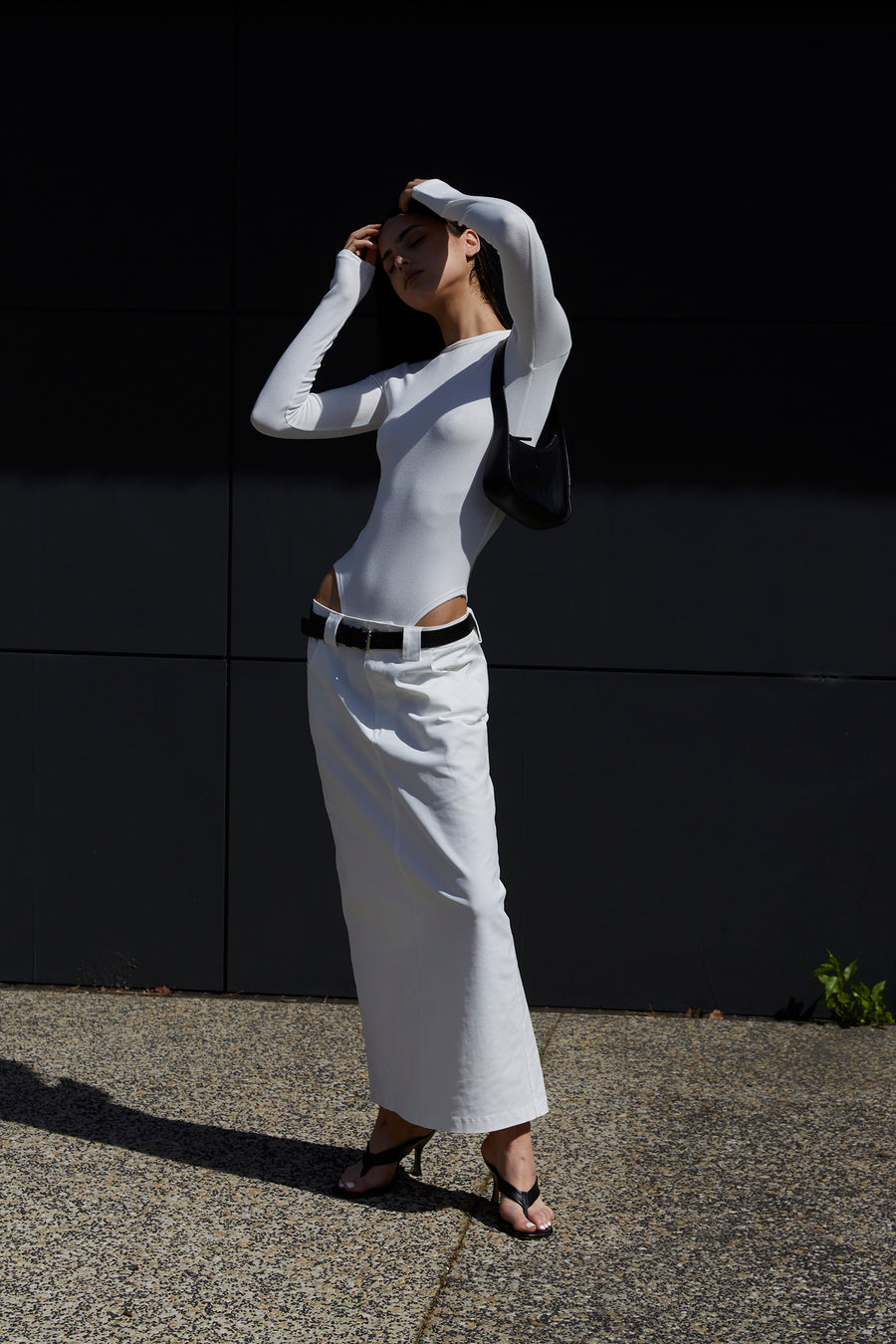 Ribbed Basic Bodysuit - White